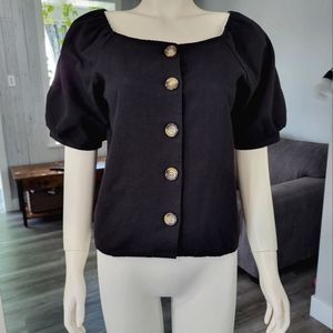 GRL Black Top With Puff Sleeves